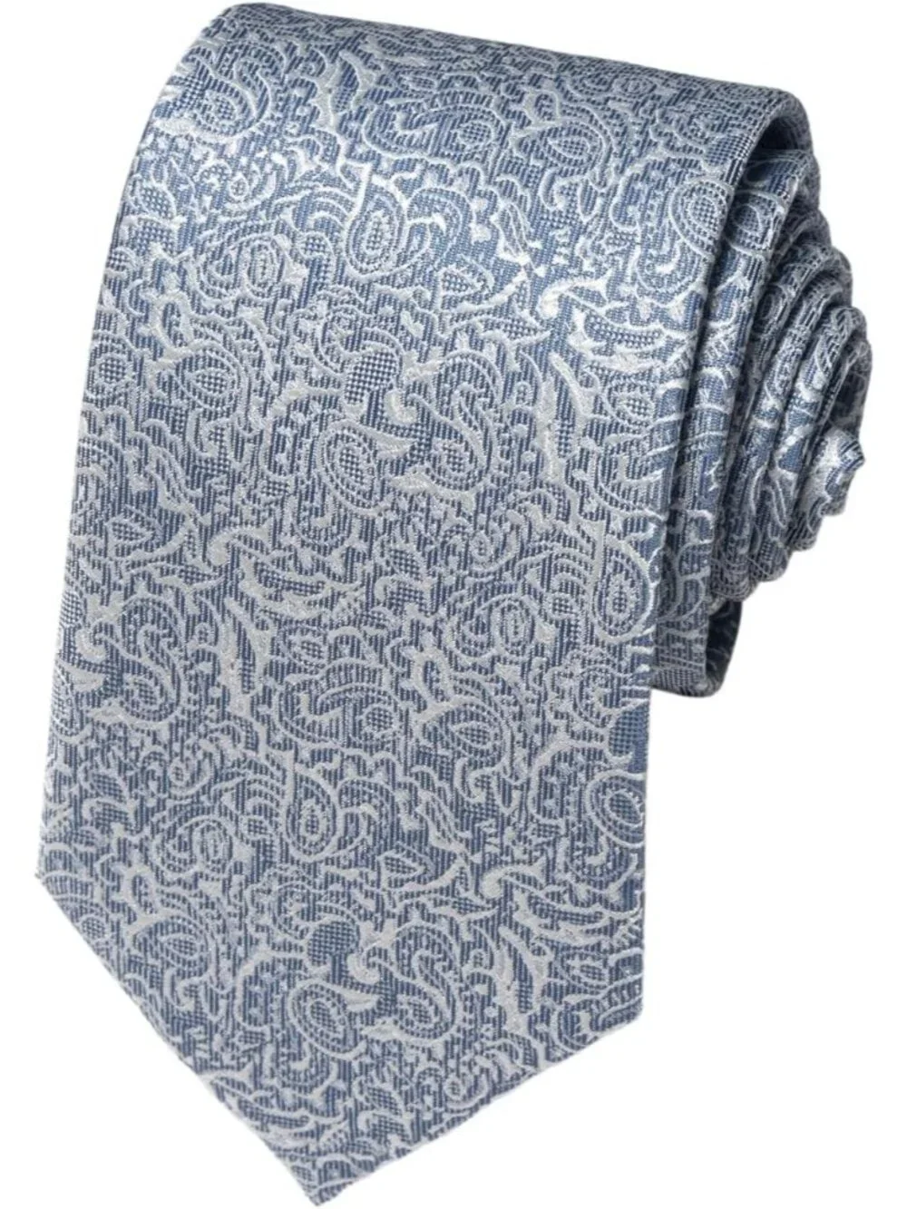 Men's Light Blue 100% Microfiber Paisley Jacquard Formal Necktie For Business